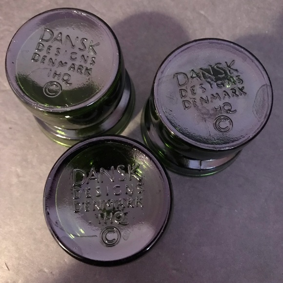 3 Vintage Dansk Green Glass Candle Holder Denmark MidCenturyModern Votive Holder - Picture 3 of 14